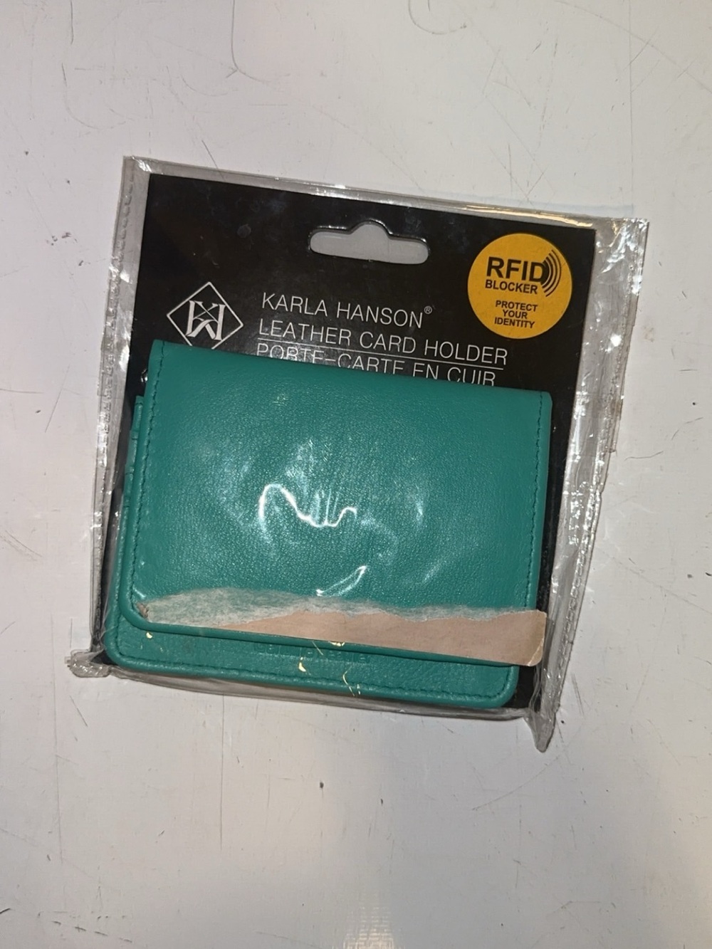 Teal Leather RFID Card Holder